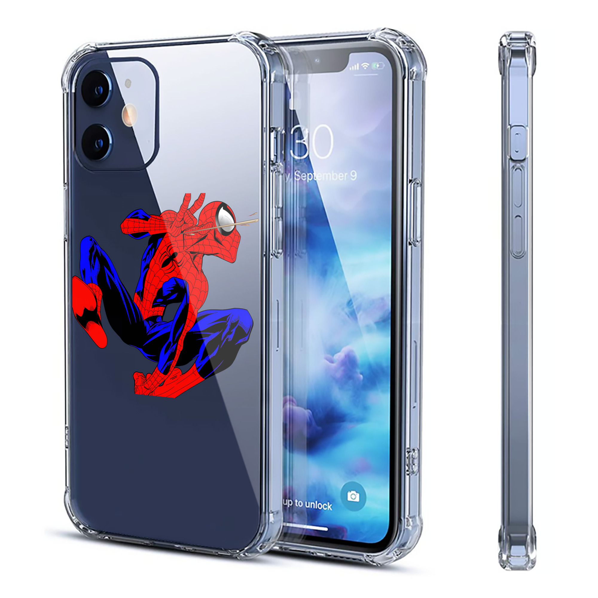 （画像用） Spider Man スパイダーマン 【iPhone 12シリーズ対応】透明スマホケース（クリアソフトケース）